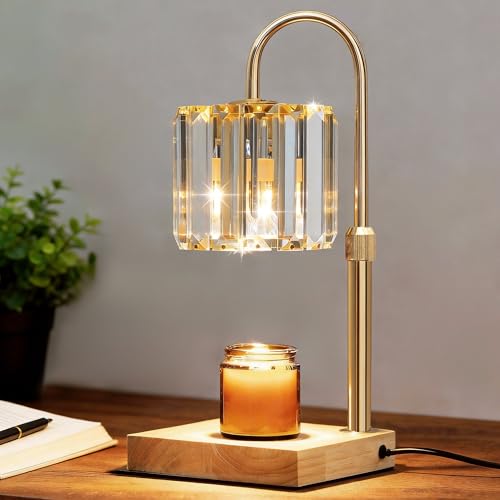 Yuichoy Candle Warmer Lamp with Timer, Dimmable Electric Candle Wamer Adjustable Height, Glass Modern Candles Melter Lamp,...