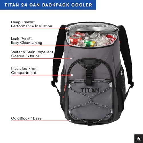 Titan by Arctic Zone Backpack Cooler, Insulated Soft Sided Bag with Leak Proof Lining and Padded Straps, for Lunch, Picni...