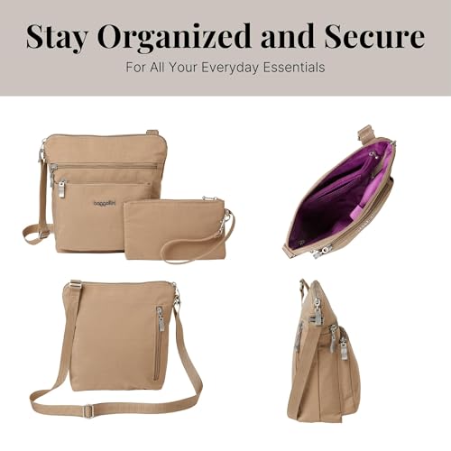 Baggallini Pocket Crossbody Bags for Women 8x8 Small Lightweight Durable Water-resistant Travel Purse W/Rfid