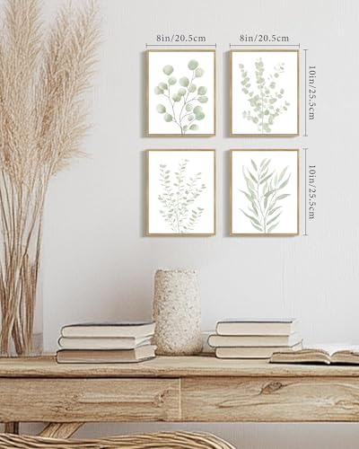 Drsoum Botanical Plant Framed Wall Art Boho Wall Decor for Bathroom Sage Green Eucalyptus Leaf Prints Minimalist Aesthetic...
