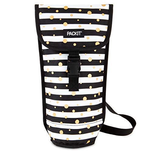 PackIt Freezable Wine Bag, Celebration Dot, Built with EcoFreeze Technology, Foldable, Reusable, Shoulder Strap with Buckl...