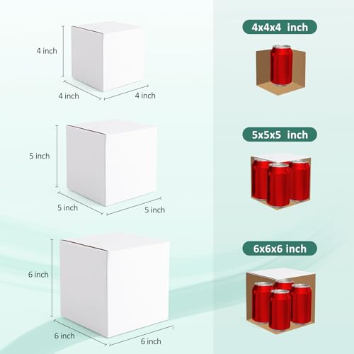 Eupako 30 Pack Small Shipping Boxes Assorted Sizes, 4x4x4 & 5x5x5 & 6x6x6 10 PCS Each Small Boxes, White Corrugated Box Ma...