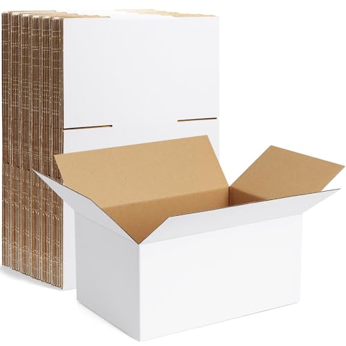 Famagic 10 Pack 10x7x5 Inch Small Shipping Boxes White Corrugated Cardboard Boxes Mailer for Small Business, Mailing Boxes...