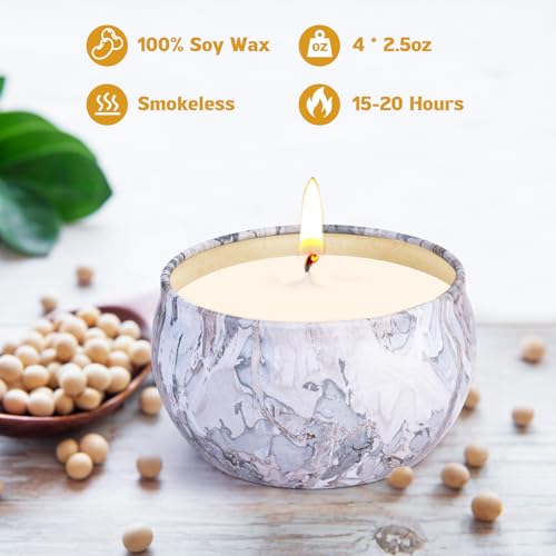 Candles - Scented Candles Gift Set for Women, 4 Packs Natural Fragrance Aromatherapy Candles for Home Scented, Long Burnin...
