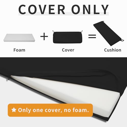 Easy-Going 42x18x3 inch Waterproof Outdoor Couch Bench Cushion Covers Only Replacement Non-Slip Patio Seat Cushion Slipcov...