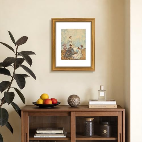 Golden State Art, 11x14 Photo Frame with White Mat for 8x10 Pictures & Real Glass, 1.25-Inch Wide, Dark Gold