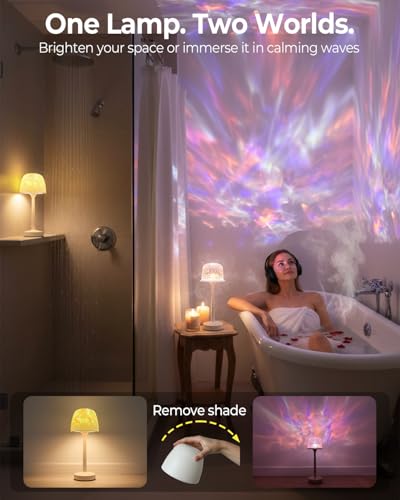 Spa-Like Waterproof Shower Lamp, 16 Color Cordless Bathroom Lamp with Remote & Touch Control, Bathroom Mood Lighting Wirel...