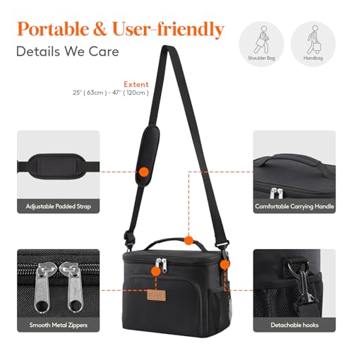 Lifewit Reusable Insulated Lunch Bag, Portable Cooler Freezable Soft Lunchbox Leakproof with Adjustable Shoulder Strap for...