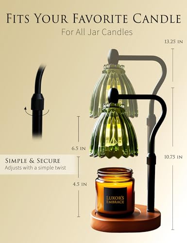 Green Boho Candle Warmer Lamp with Timer — Tiffany-Style Glass Shade, Dimmable Wax Warmer, Auto Shut-Off, Adjustable Heigh...