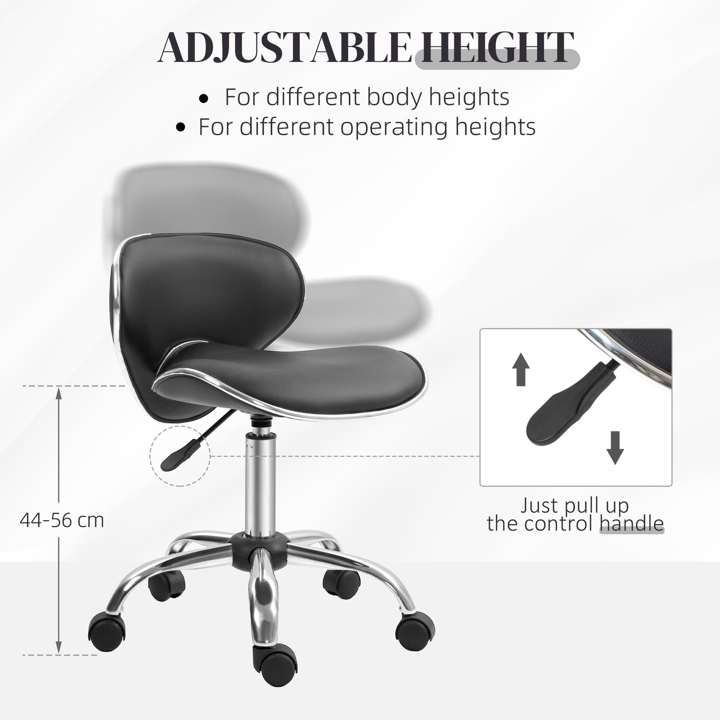 Adjustable Rolling Swivel Beauty Salon Chair, Stool For Spa, Black
