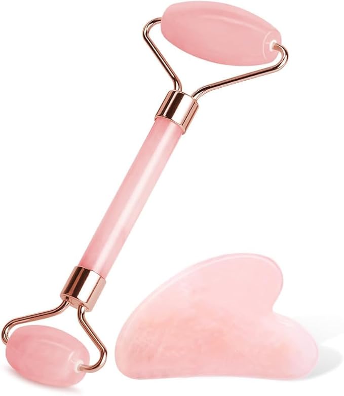 Face Roller & Gua Sha Facial Tool Set – Facial and Head Massager for Muscle Tension Relief, Anti-Puffing, Skin Care Ritual...