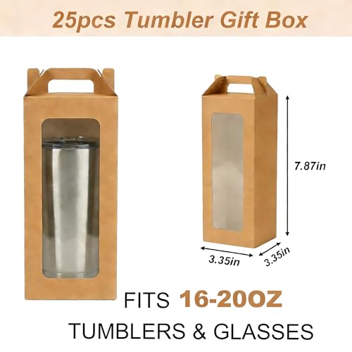 25Pcs Tumbler Gift boxes for glass cup with Handle for 16oz 18oz 20oz Sublimation Glass, Cup boxes for packaging 16oz,Drin...