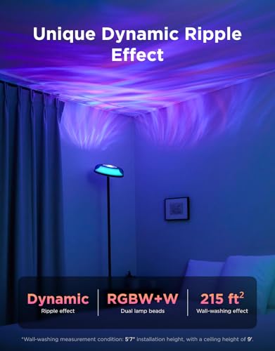Govee Uplighter Floor Lamp for Living Room, RGBIC Ripple Projector, Floor Lamp for Bedroom, Compatible with SmartThings, A...