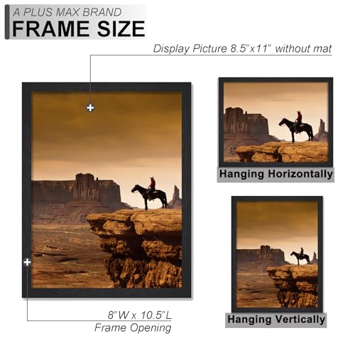 A PLUS MAX 8.5x11 Picture Frame Set of 2, Black Engineered Wood Frame for 8.5 x 11 Inch Picture Poster Photo, Light Weight...