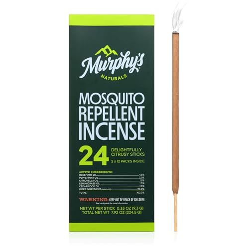 Murphy’s Naturals Mosquito Repellent Incense Sticks, 24 Count, Insect Repellent with Citronella for Outdoor Yard, 2.5+ Hou...