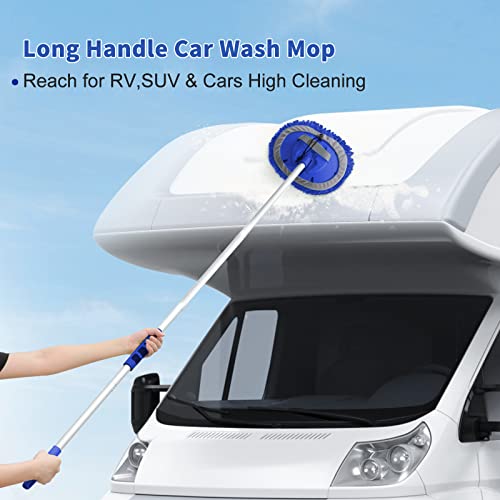 Wontolf 62'' Car Wash Brush Kit with Long Handle, Chenille Microfiber Car Wash Mop Mitt Scratch-Free Car Detailing Cleanin...