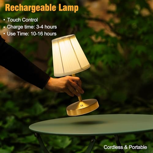 5w Led Cordless Mini Lamps,3000 mah Battery Operated Lamp,3 Color Temperature Dimmable Table Lamp,Gold Rechargeable Table ...