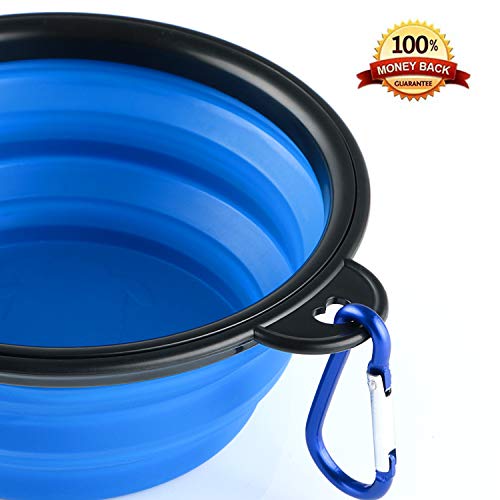MXZONE 3 Collapsible Silicone Dog Bowl, Foldable Expandable Cup Dish for Small Pet Cat Food Water Feeding Portable Travel ...