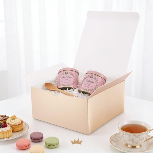 PACKQUEEN Champagne Gold Gift Boxes with Lids 10 Pack 8x8x4 Inches, Parer Bridesmaid Proposal Boxes, Gift Boxes in Bulk fo...