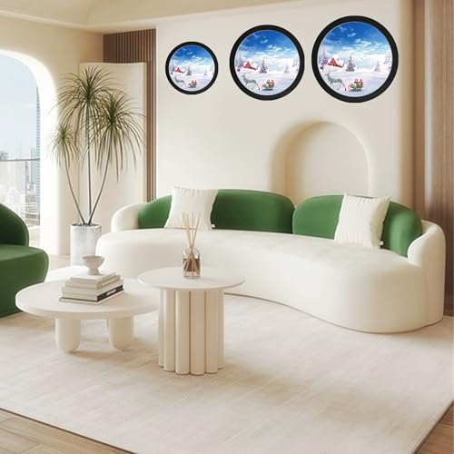 alblinsy Round Photo Frame Wooden Wall Hanging Picture Frames for Home Office Wall Decor (Black, 10 inch)