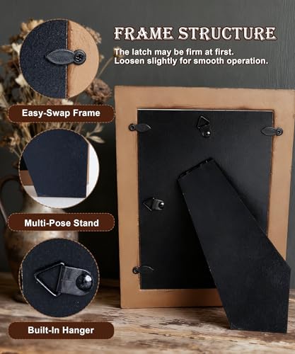 Moodisque 5x7 Picture Frame Wood Beaded Photo Frame MDF Brown Rusitc Frames Vintage Unique Wall Hanging Desktop Gifts Home...