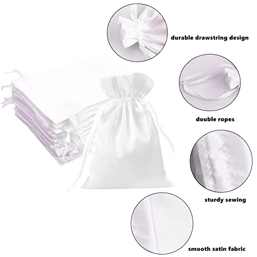 Gbateri 35 Pack 5x7 Inch White Small Gift Bags Wedding Party Favor Bags, Jewelry Pouches - Drawstring Pouch Bags - Baby Sh...
