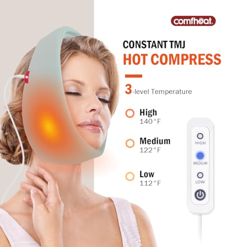 comfheat Face Heating Pad for TMJ Pain Relief, USB Heated Wrap for Jaw, Wisdom Teeth Recovery, 3 Adjustable Heat Settings,...
