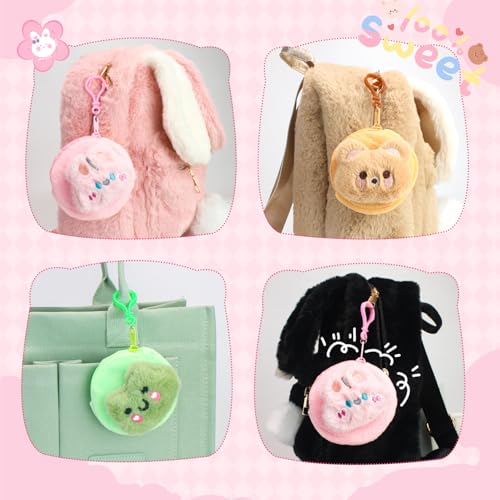 Nefokfdus 6 Pcs Cute Coin Purse for Girls Women,Kawaii Animal Mini Pouch Wallet,Plush Bag Charms Backpack Gifts Accessories