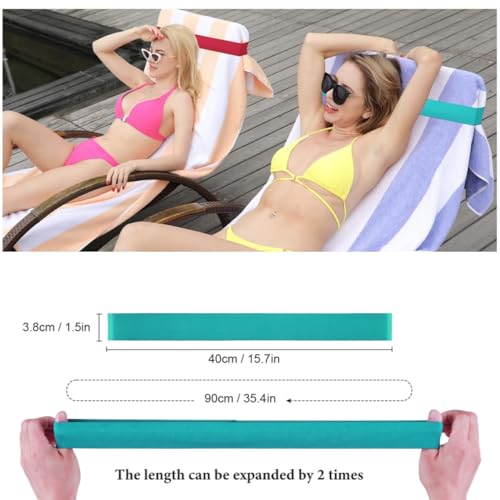 Tlowesng Beach Towel Bands (4 Pack), Beach Chair, Pool Chairs & Cruise Ship Essentials, Windproof Towel Clips (4 Mix)