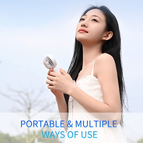 Mini Portable Fan 2 Pack, Cute Handheld Fan Battery Operated Lightweight Small Personal Fan with 3 Speeds and USB Recharge...