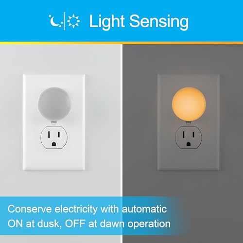 GE SleepLite LED Night Light, 2 Pack, Dusk-to-Dawn Sensor, Sleep Light, Dim Light, Warm Amber, Compact, Ideal for Bedroom,...