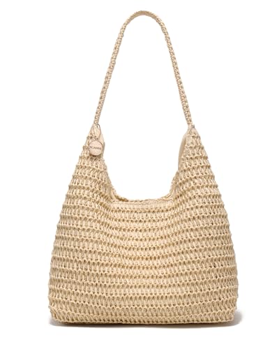 SUANNI Straw Bags for Women, Large Woven Tote Bag, Summer Beach Shoulder Bag, Hobo Handbag for Vacation, Travel Casual Purse