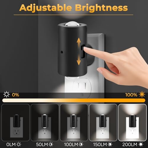 TSEXES LED Night Lights Plug into Wall,Dimmable Plug in Night Light,Dusk to Dawn,5000K Daylight,0-200LM Bright Nightlight ...