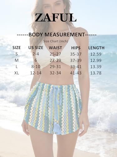 ZAFUL Crochet Cover Up Shorts for Women Beach Swimwear 2026 Boho High Waisted Drawstring Flowy Swim Bottom