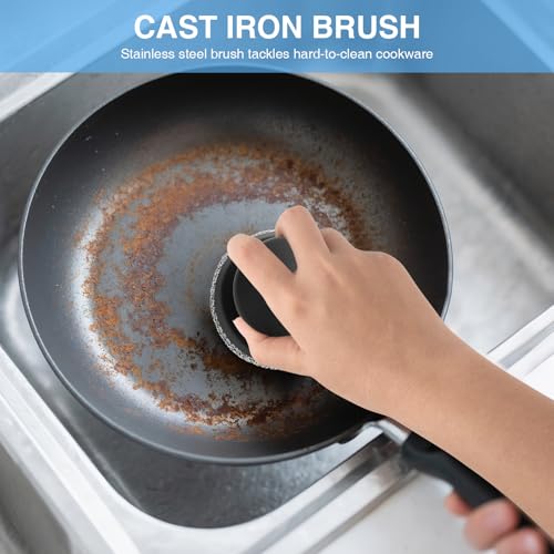 Cast Iron Scrubber Cleaner, Chainmail Scrubber for Cast Iron Pan Skillet, Dish Scouring Pad, 316 Stainless Steel Brush/Scr...
