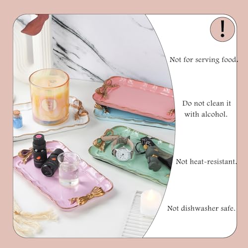 IBWell Resin Aesthetic Room Décor Pink Jewelry Tray Cute Home Decor Aesthetic Trays for Decor Girly Room Décor