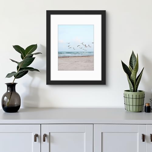 Frametory, 11x14 Frames Display 8x10 Picture with Mat or 11x14 Photo Without Mat, Shatter-Resistant Glass, Pre-Installed W...