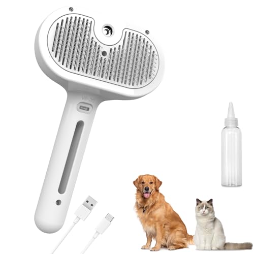 iomsloon Pet Steam Brush, 3-in-1 Spray Hair Removal Comb for Dog and Cat, Steam for Shedding and Grooming, Spritz Defur Co...