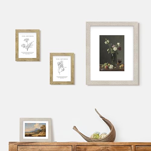 An&He 4x6 Picture Frames Set of 3, Rustic Vintage Photo Frame with HD Plastic Cover, for Wall Hanging or Tabletop Display,...