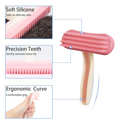Oxiros 2 Pack Bunny and Chinchilla Grooming Brush – Soft Silicone De-Shedding Bath & Massage Comb for Rabbits, Guinea Pig...