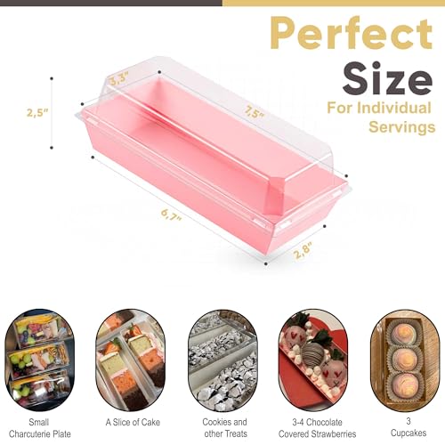 Leafiew 50 Pack 7.5x3.3 Inches Small Clear Treat Boxes-Dessert Boxes To Go-Disposable Paper Mini Containers for Cookie, Ca...