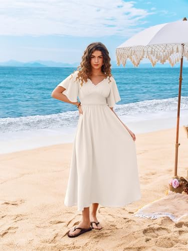 Kate Kasin Womens Short Sleeve Maxi Dress, Casual Summer Dress with Pockets, Beach Vacation Dresses 2026