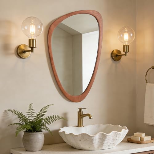 WallBeyond Asymmetrical Mirror, Irregular Wall Mirror, Wall Mirrors Decorative for Bedroom Living Room Entryway Hall, Wood...