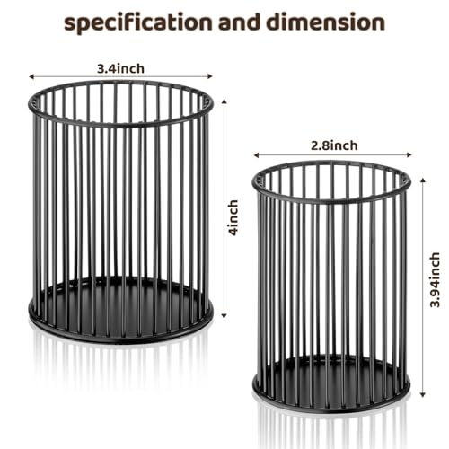 YAMAJA 2 Sets Metal Pen Holder for Desk,Makeup Brushes Cup Holder, Pencil Holders, Pen cup, Home and Office Organizer, Black