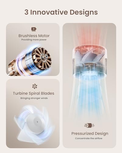 Coolwill Portable Mini Handheld Turbo Fan, 4 Speed High Velocity Personal Cooling Device [Max 16H], Rechargeable Purse Tra...