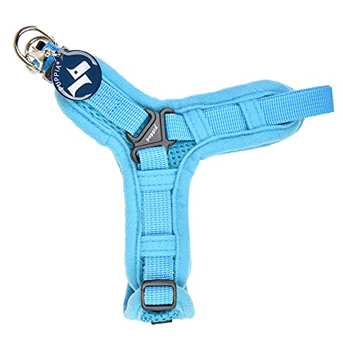 Puppia Soft Dog Harness X No Choke No Pull Adjustable Walking Training for Small and Medium Dog - Sky Blue - M