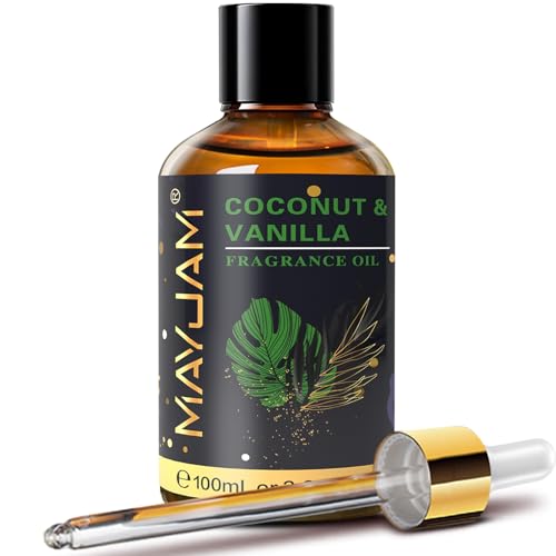 MAYJAM 100ML/3.38FL.OZ Coconut & Vanilla Fragrance Oils with Glass Dropper, Essential Oils for Diffusers for Home, Long La...