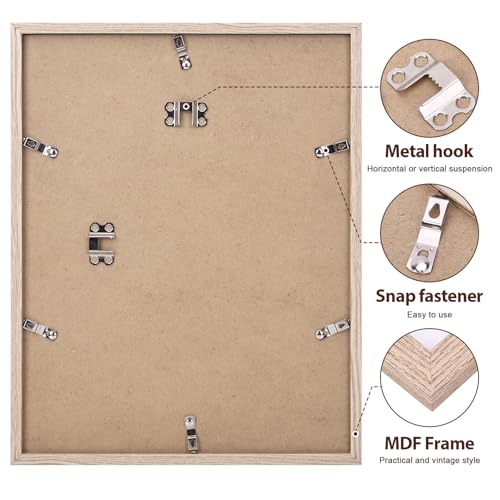 Fixwal 11x14 Poster Frame Natural Woodgrain Picture Frame 8x10 with Mat or 11x14 without Mat, Vertical and Horizontal Wall...