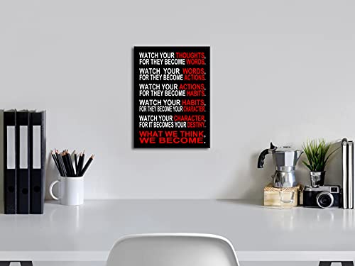 Pyradecor Watch Your Thoughts Motivational Classroom Poster Modern Canvas Prints Wall Art Paintings Ready to Hang for Offi...