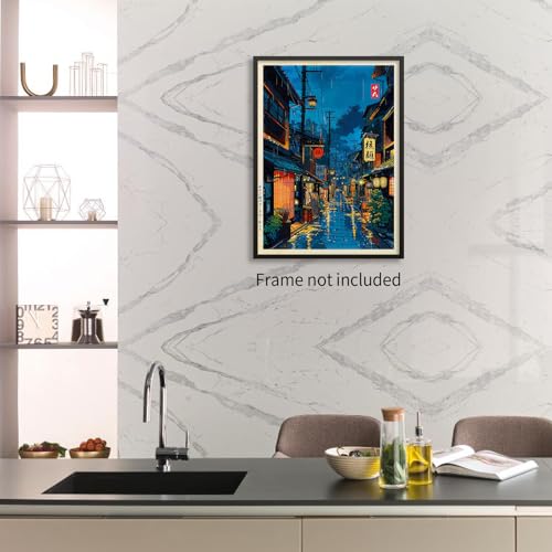 Podafu Japanese Tokyo Tea House Wall Art Poster - 12x16in Unframed Canvas Print for Bedroom Decor